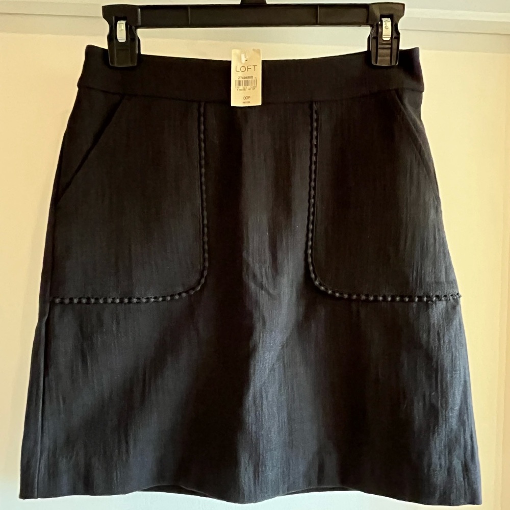 LOFT Charcoal Gray A-Line Skirt with Front Patch Pockets